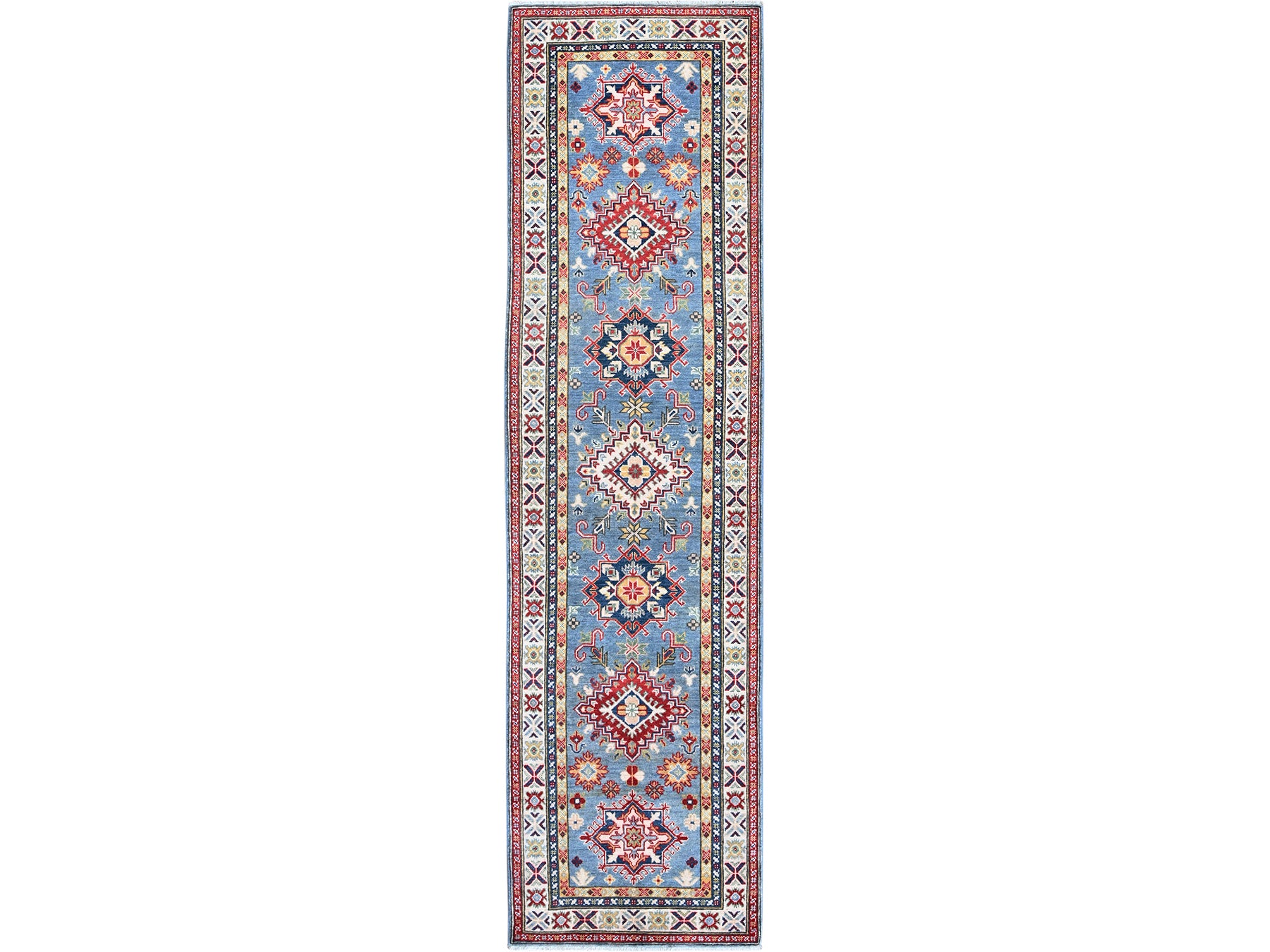 Blue 2'7" x 9'9" Tribal Hand knotted Wool Rug - Sku: O0458