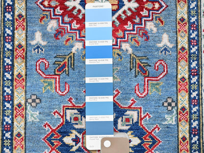 Blue 2'7" x 9'9" Kazak Hand knotted Wool Rug - Sku: O0458