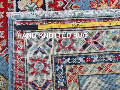 Blue 2'7" x 9'9" Kazak Hand knotted Wool Rug - Sku: O0458