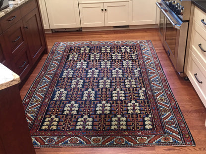 Heriz Antique hand-knotted wool rug in Blue & Red, 4'4" x 5'9" — SKU O045938 (view 2)