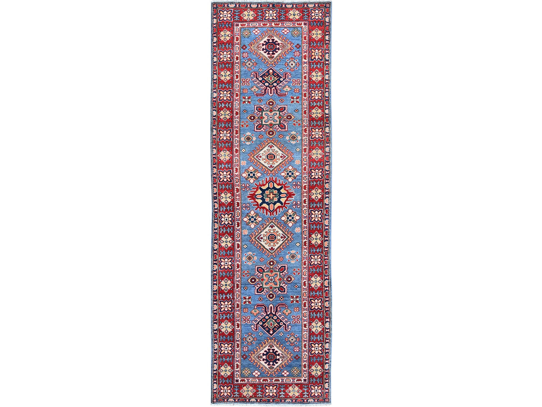 Blue 2'9" x 9'6" Tribal Hand knotted Wool Rug - Sku: O0459