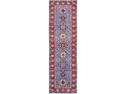 Blue 2'9" x 9'6" Kazak Hand knotted Wool Rug - Sku: O0459