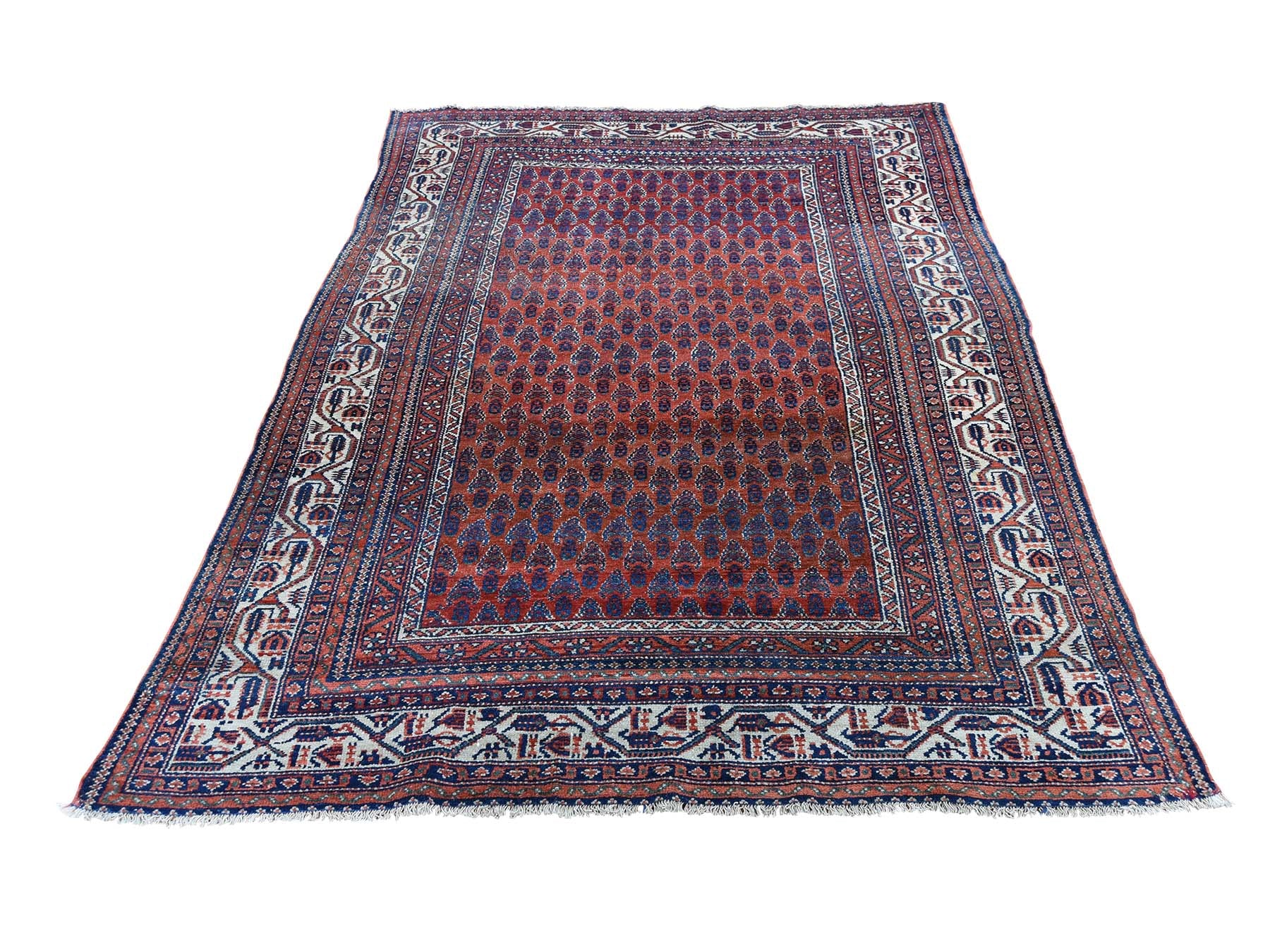 Antique hand-knotted wool rug in Brown & Ivory, 4'5" x 6'5" — SKU O046195