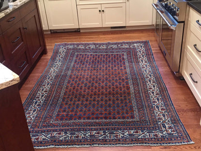 Antique hand-knotted wool rug in Brown & Ivory, 4'5" x 6'5" — SKU O046195 (view 2)