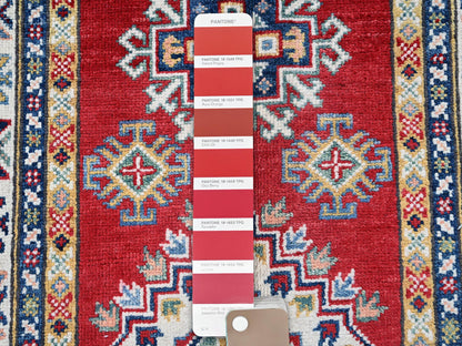 Kazak Kazak hand-knotted wool runner in Red & Ivory, 2'8" x 9'6" — SKU O0463 (view 4)