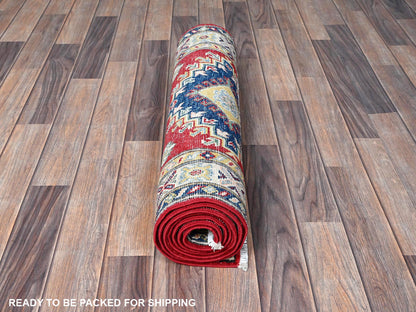 Kazak Kazak hand-knotted wool runner in Red & Ivory, 2'7" x 8'1" — SKU O0468 (view 5)