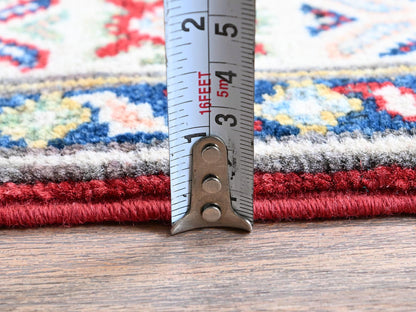 Kazak Kazak hand-knotted wool runner in Red & Ivory, 2'7" x 8'1" — SKU O0468 (view 6)