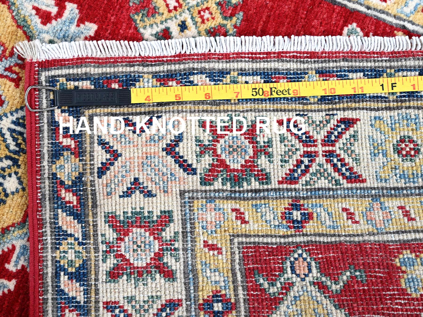 Kazak Kazak hand-knotted wool runner in Red & Ivory, 2'7" x 8'1" — SKU O0468 (view 7)