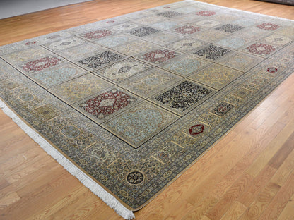 Beige 12'0" x 17'4" Silk Hand knotted Silk Rug - Sku: O046912