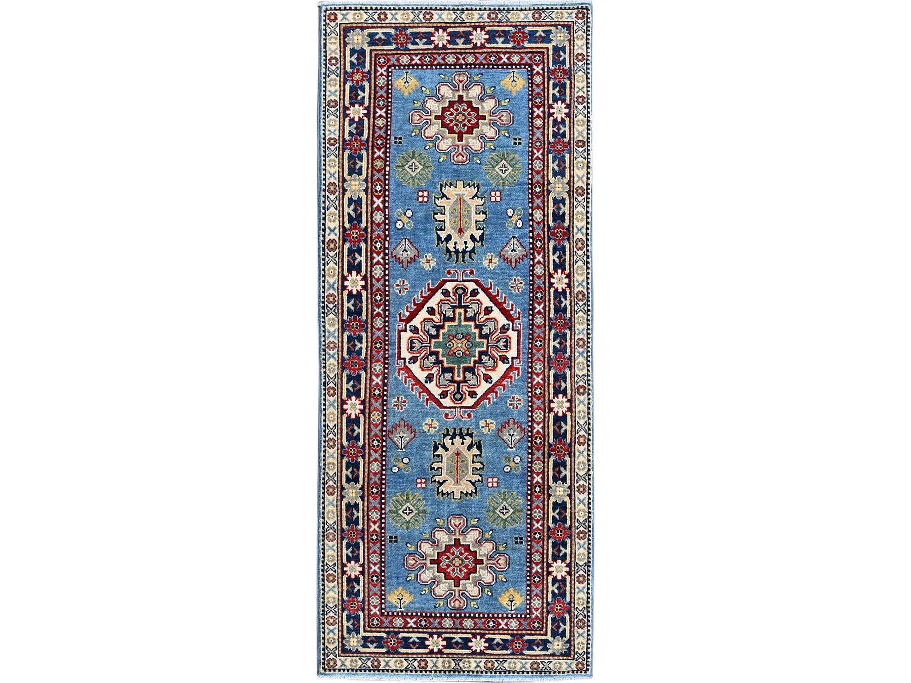 Blue 2'8" x 6'8" Tribal Hand knotted Wool Rug - Sku: O0469