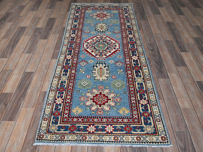 Blue 2'8" x 6'8" Kazak Hand knotted Wool Rug - Sku: O0469