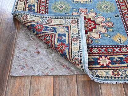 Blue 2'8" x 6'8" Kazak Hand knotted Wool Rug - Sku: O0469