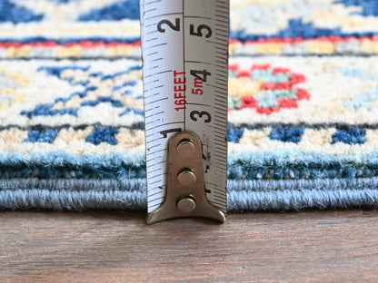 Blue 2'8" x 6'8" Kazak Hand knotted Wool Rug - Sku: O0469