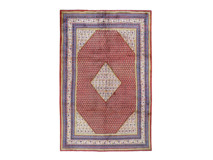 Red 6'7" x 10'2" Persian Hand knotted Wool Rug - Sku: O047424