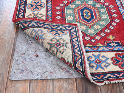 Kazak Kazak hand-knotted wool runner in Red & Ivory, 2'9" x 12'10" — SKU O0474 (view 3)
