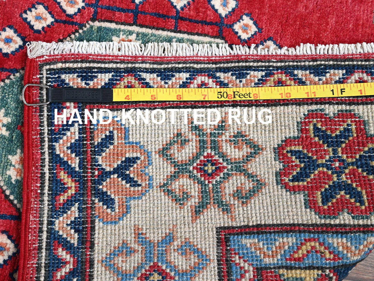 Kazak Kazak hand-knotted wool runner in Red & Ivory, 2'9" x 12'10" — SKU O0474 (view 7)