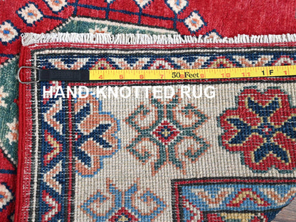 Kazak Kazak hand-knotted wool runner in Red & Ivory, 2'9" x 12'10" — SKU O0474 (view 7)