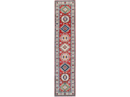 Red 2'7" x 12'7" Tribal Hand knotted Wool Rug - Sku: O0479