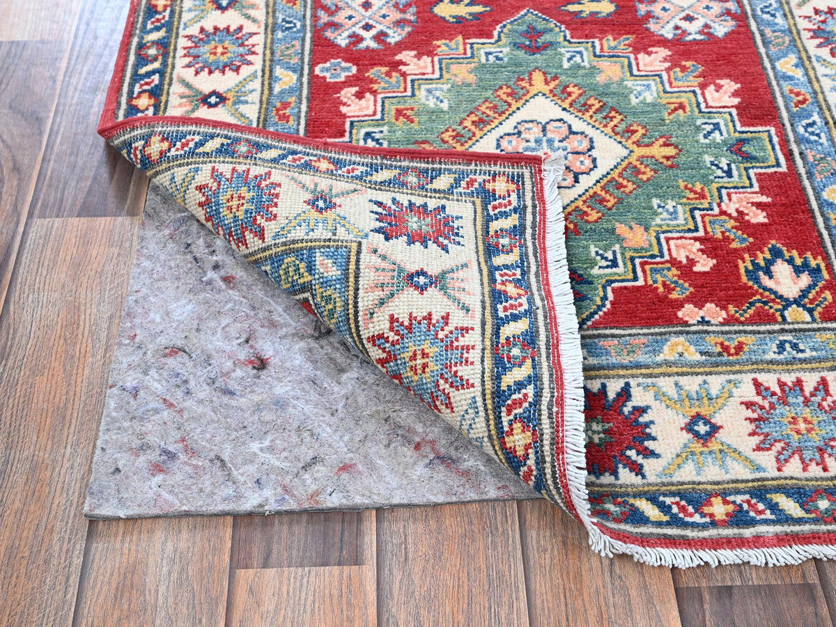 Kazak Kazak hand-knotted wool runner in Red & Ivory, 2'7" x 12'7" — SKU O0479 (view 3)