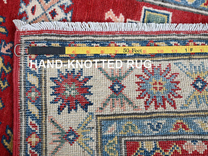 Kazak Kazak hand-knotted wool runner in Red & Ivory, 2'7" x 12'7" — SKU O0479 (view 7)