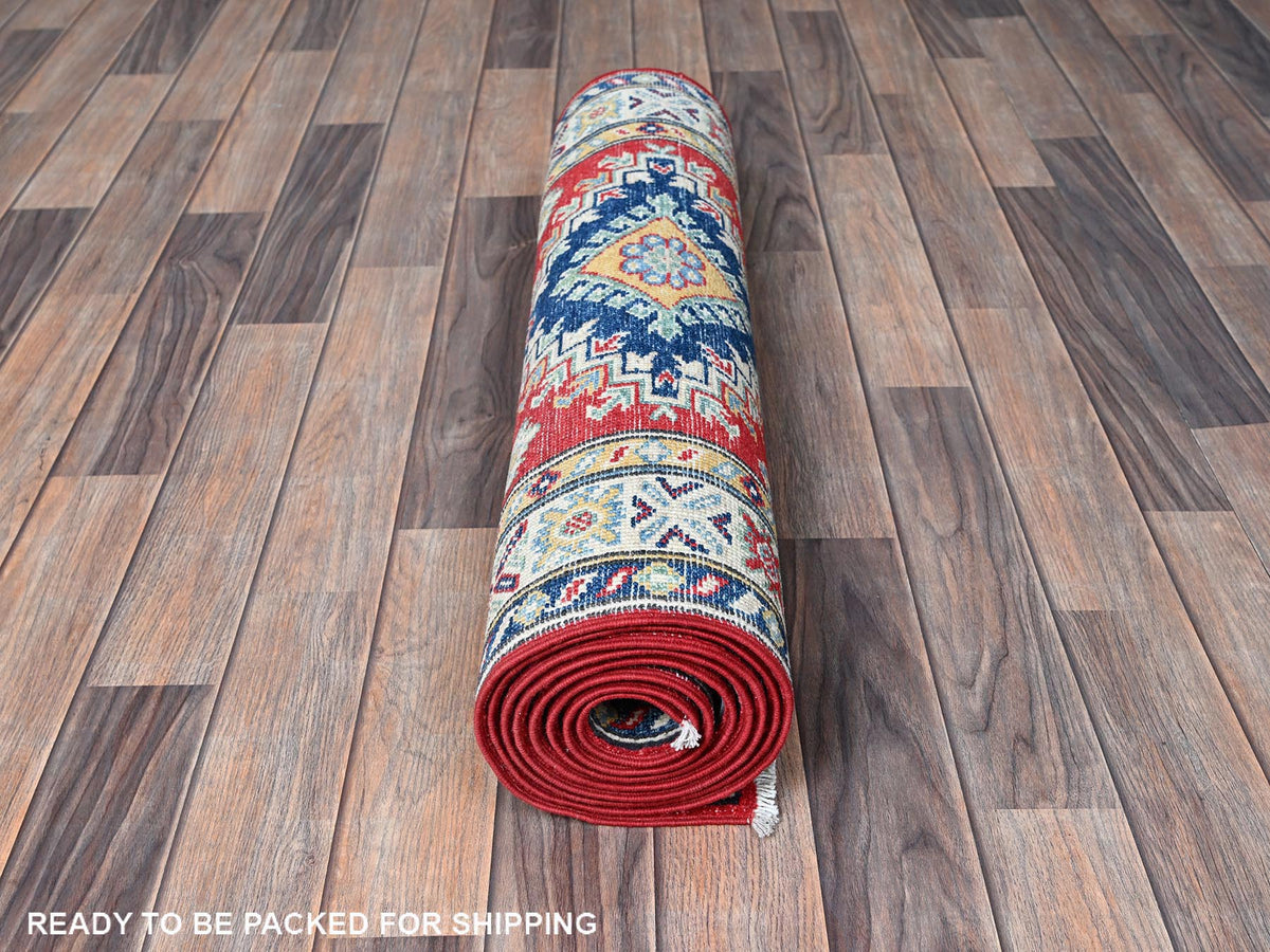 Kazak Kazak hand-knotted wool runner in Red & Ivory, 2'9" x 9'6" — SKU O0480 (view 5)