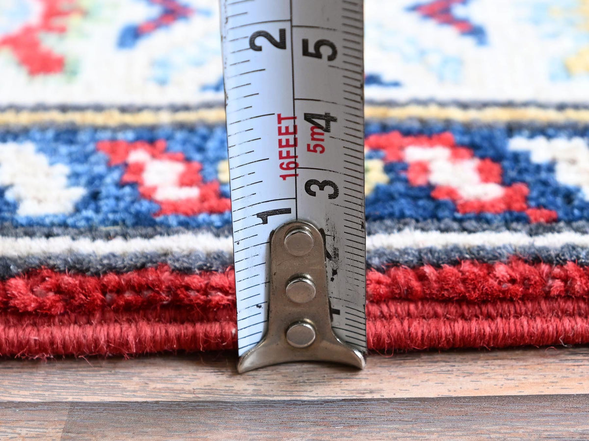 Kazak Kazak hand-knotted wool runner in Red & Ivory, 2'9" x 9'6" — SKU O0480 (view 6)
