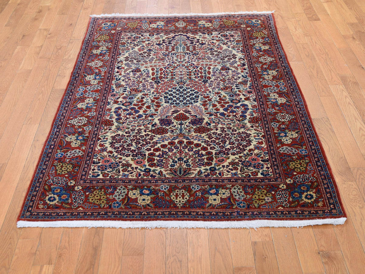 Kashan Antique hand-knotted wool rug in Beige & Red, 4'4" x 6'9" — SKU O048698 (view 2)