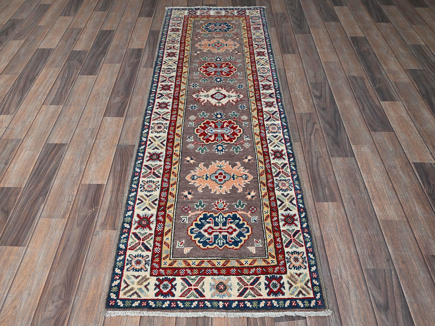 Gray 2'0" x 6'5" Tribal Hand knotted Wool Rug - Sku: O0486