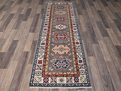 Grey 2'0" x 6'5" Tribal Hand knotted Wool Rug - Sku: O0486