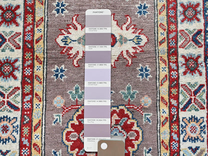 Kazak Kazak hand-knotted wool runner in Gray & Ivory, 2' x 6'5" — SKU O0486 (view 4)