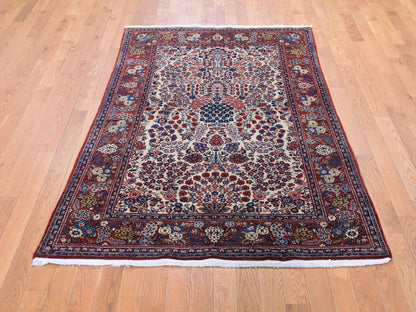 Kashan Antique hand-knotted wool rug in Beige & Red, 4'4" x 6'9" — SKU O048701 (view 2)
