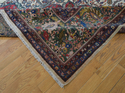 Ivory 12'2" x 18'8" Antique Hand knotted Wool Rug - Sku: O048703