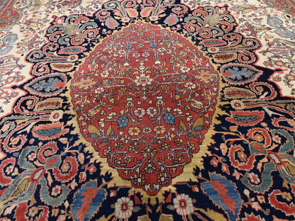 Ivory 12'2" x 18'8" Antique Hand knotted Wool Rug - Sku: O048703