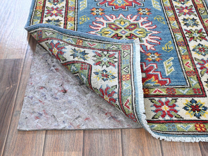 Blue 2'3" x 6'0" Kazak Hand knotted Wool Rug - Sku: O0488