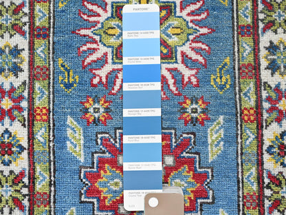 Blue 2'3" x 6'0" Kazak Hand knotted Wool Rug - Sku: O0488