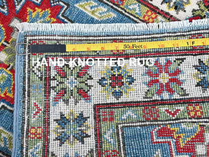 Blue 2'3" x 6'0" Kazak Hand knotted Wool Rug - Sku: O0488