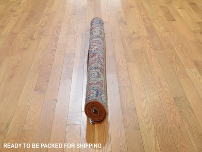 Red 4'1" x 6'7" Antique Hand knotted Wool Rug - Sku: O049054