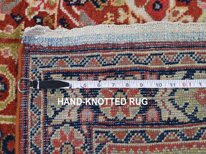 Red 4'1" x 6'7" Antique Hand knotted Wool Rug - Sku: O049054