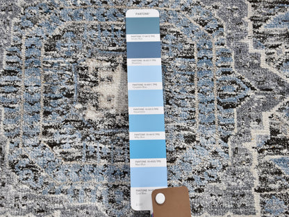 Blue 2'7" x 8'1" Mamluk Hand knotted Wool/Silk Rug - Sku: O049456