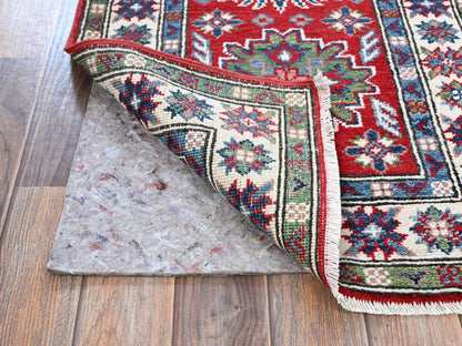 Kazak Kazak hand-knotted wool runner in Red & Ivory, 2'1" x 6' — SKU O0494 (view 3)