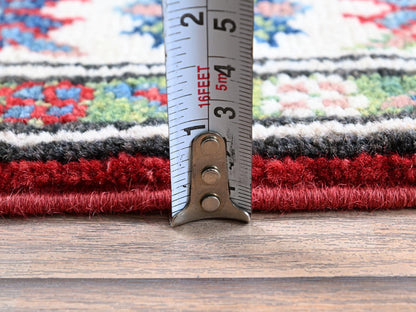 Kazak Kazak hand-knotted wool runner in Red & Ivory, 2'1" x 6' — SKU O0494 (view 6)