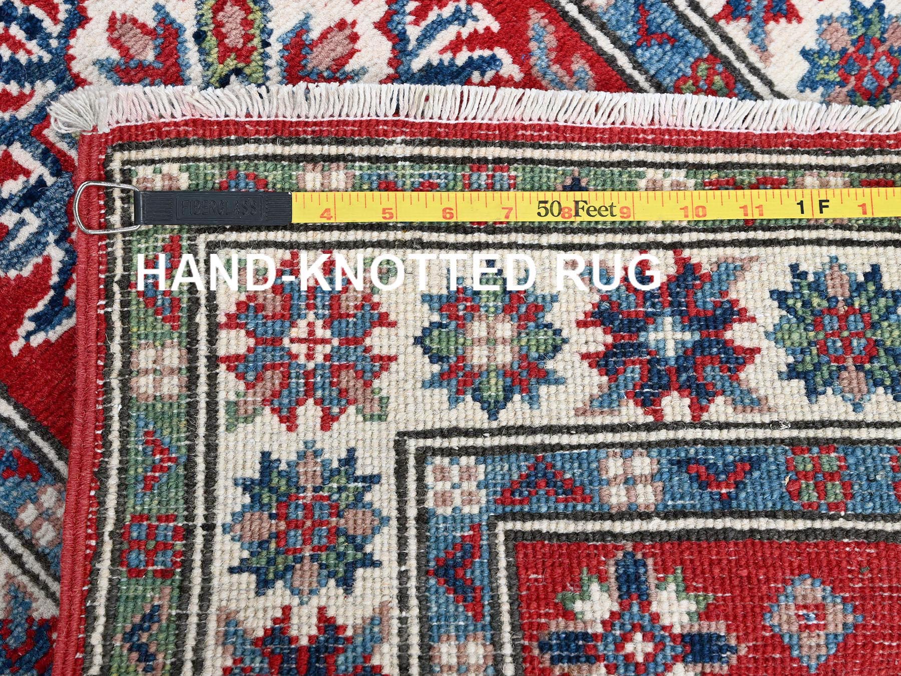 Kazak Kazak hand-knotted wool runner in Red & Ivory, 2'1" x 6' — SKU O0494 (view 7)