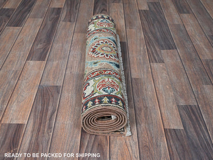 Brown 2'2" x 5'10" Kazak Hand knotted Wool Rug - Sku: O0495