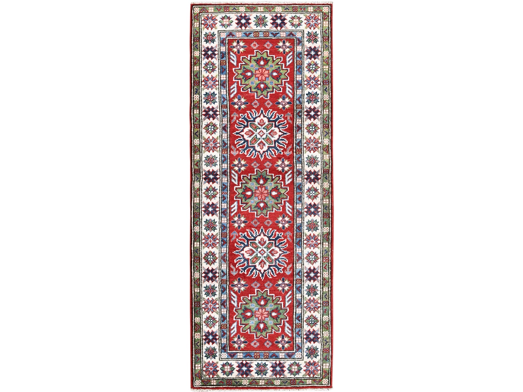 Red 2'1" x 6'0" Tribal Hand knotted Wool Rug - Sku: O0500
