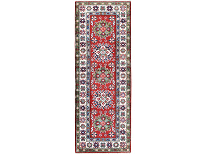 Red 2'1" x 6'0" Tribal Hand knotted Wool Rug - Sku: O0500