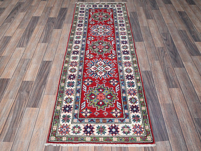 Red 2'1" x 6'0" Tribal Hand knotted Wool Rug - Sku: O0500