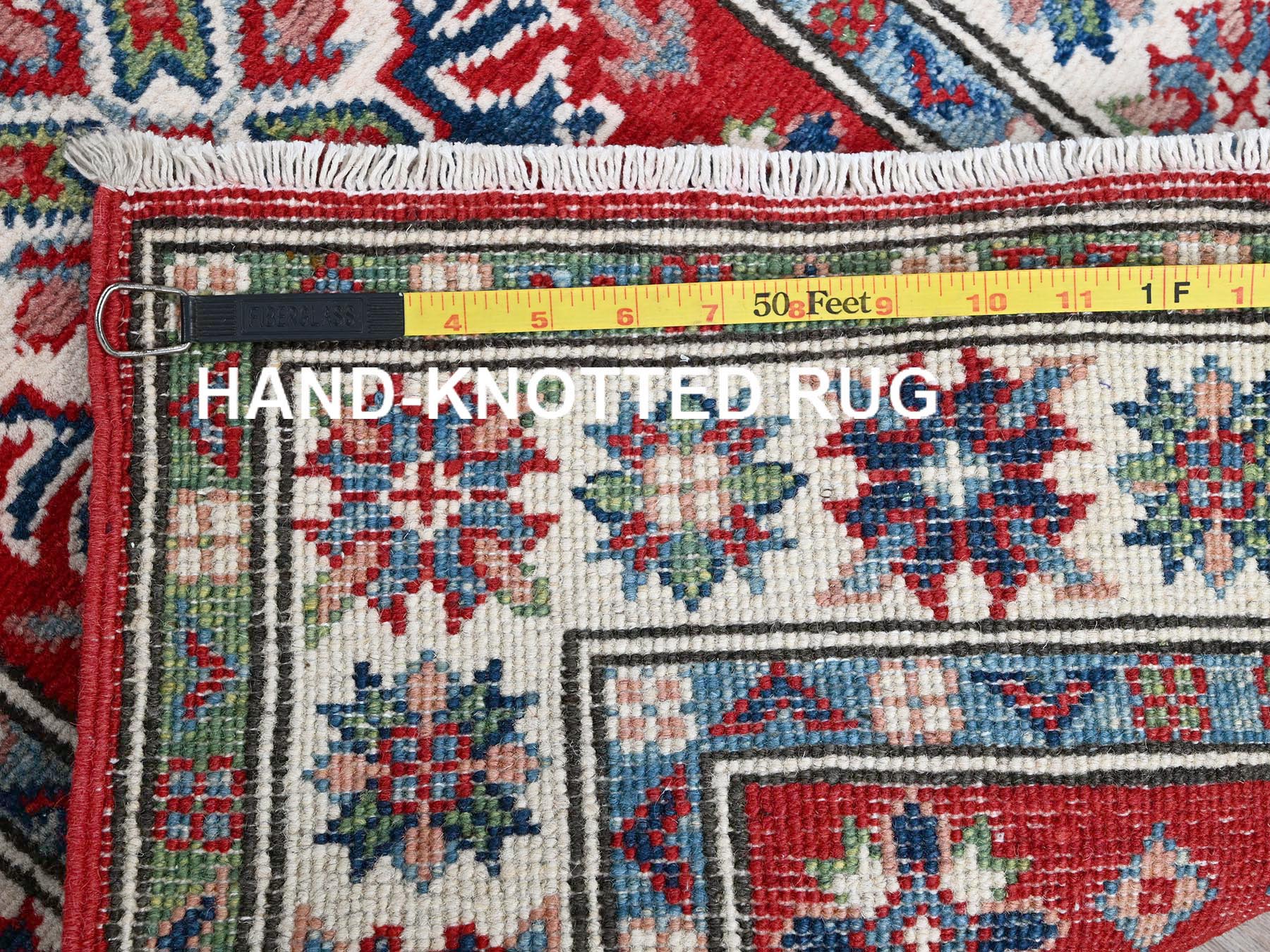 Kazak Kazak hand-knotted wool runner in Red & Ivory, 2'1" x 6' — SKU O0500 (view 7)
