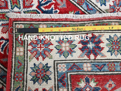Kazak Kazak hand-knotted wool runner in Red & Ivory, 2'1" x 6' — SKU O0500 (view 7)