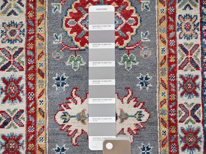 Kazak Kazak hand-knotted wool runner in Gray & Ivory, 2' x 6'6" — SKU O0503 (view 4)