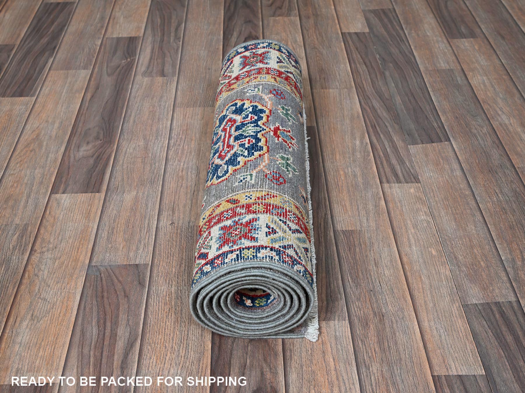 Kazak Kazak hand-knotted wool runner in Gray & Ivory, 2' x 6'6" — SKU O0503 (view 5)